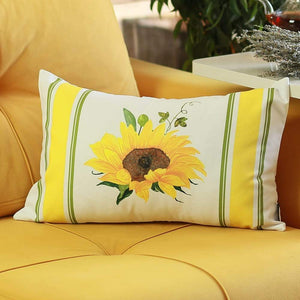 Printed Fall Sunflower Decorative Lumbar Pillow Cover