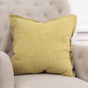 Solid 100% Cotton Yellow Polyfilled Pillow