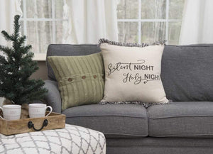 Silent Night Holy Night Fringe Square Pillow Cover