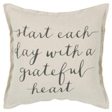 Start Each Day With a Grateful Heart Text Square Pillow Cover