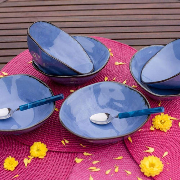 RYO 12 Piece Blue Dinner Soup Bowl Set