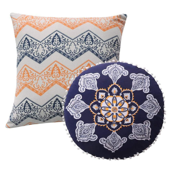 Medallion and Chevron Set of 2 Fabric Pillows