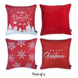 Merry Christmas Set of 4  Multicolor Throw Pillow Cover