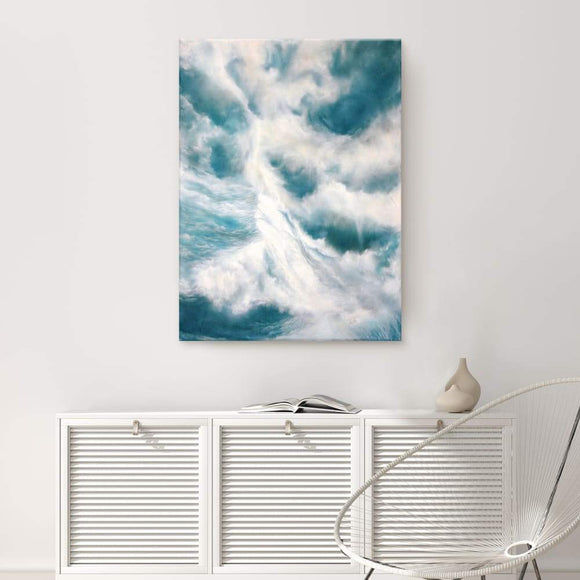 Underwater Clouds Il Blue Modern Coastal Canvas Wall Art